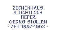 ZECHENHAUS  4. LICHTLOCH  TIEFER GEORG-STOLLEN  - ZEIT 1837-1852