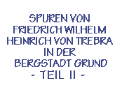 Spuren von Friedrich Wilhelm Heinrich von Trebra in der Bergstadt Grund